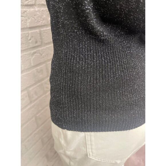 Premise Black Dolman Sleeve Top with Silver Shimmer Size M - Picture 6 of 9